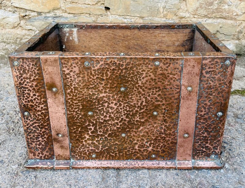 ​Arts and Crafts Copper Log Bin / Planter