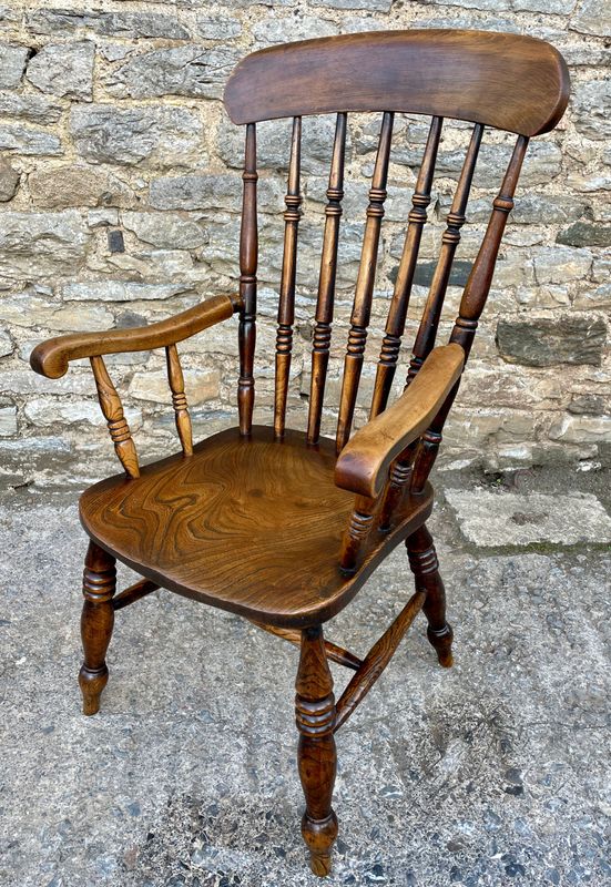 Antique Elm Windsor Farmhouse Chair