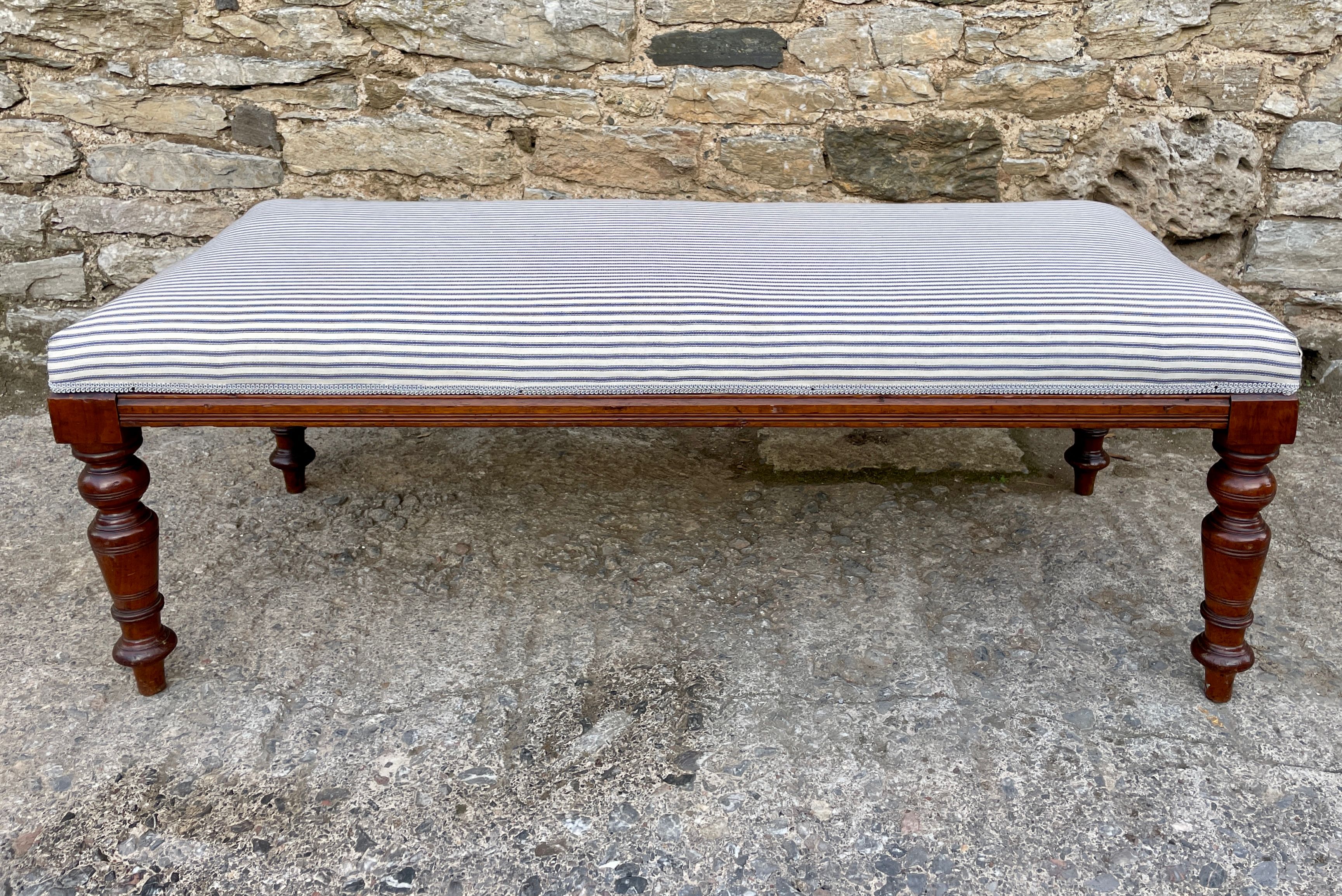 ​Large Victorian Mahogany Upholstered Stool