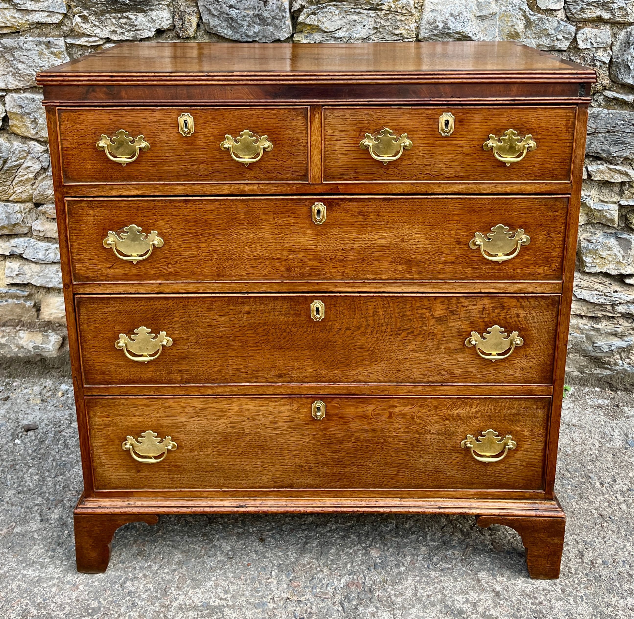 ​Georgian Oak Crossbanded Chest of Drawers