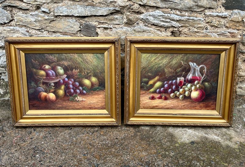 Pair of Still Life Oil on Canvas Paintings Signed F.H. Morley