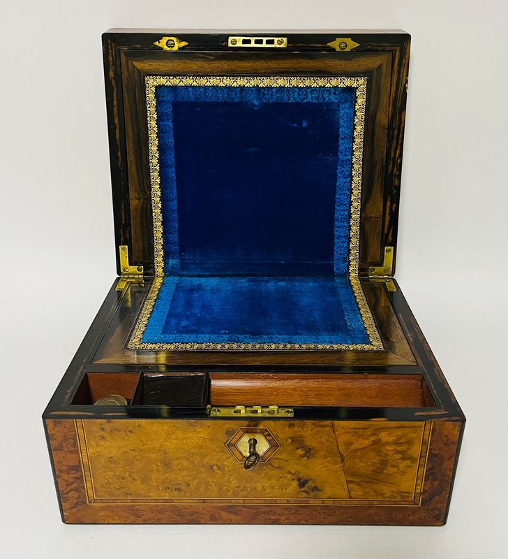 Victorian Burr Walnut Writing Slope with Secret Drawers