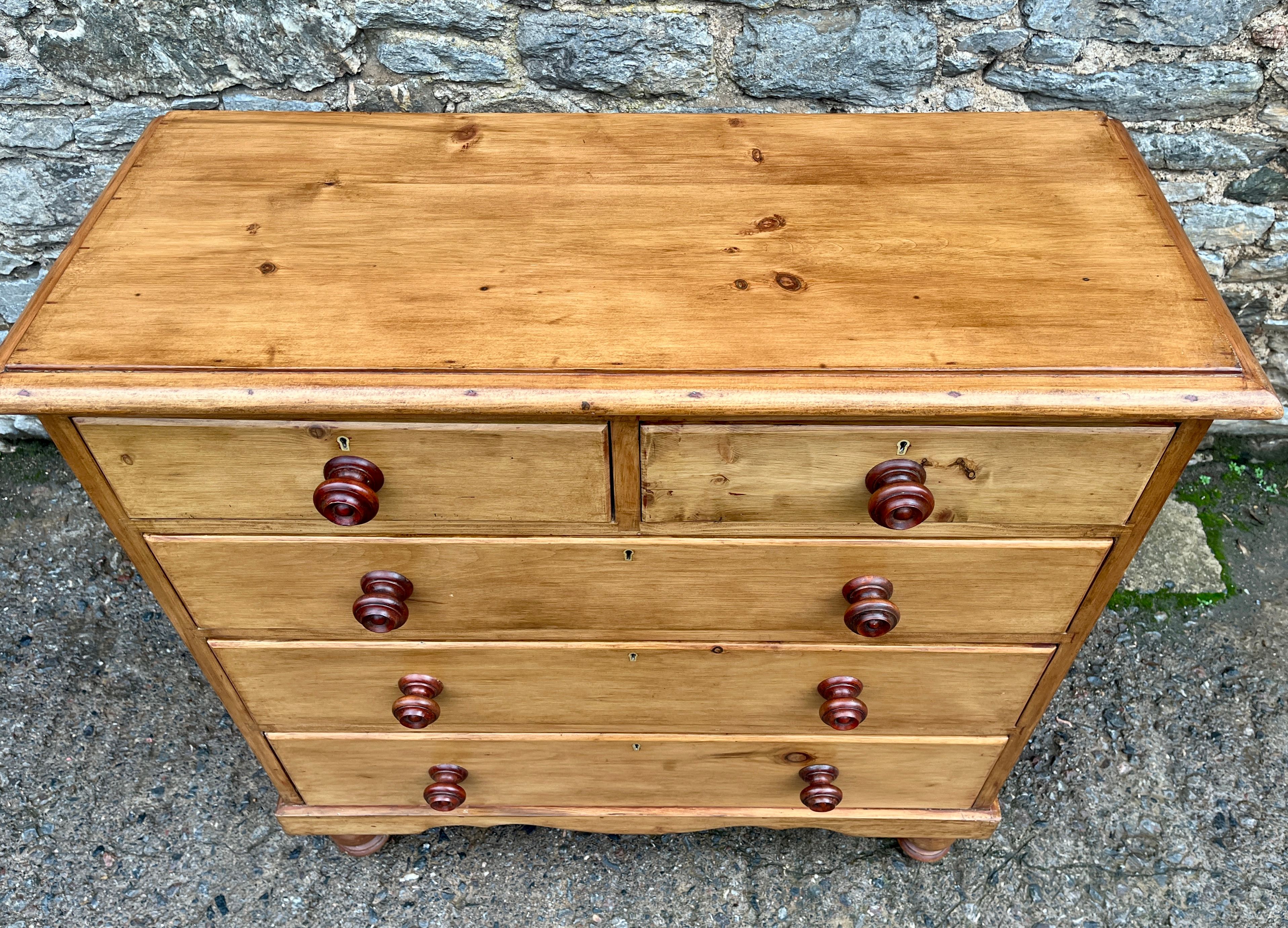 Large Antique Stripped Pine Chest of Drawers