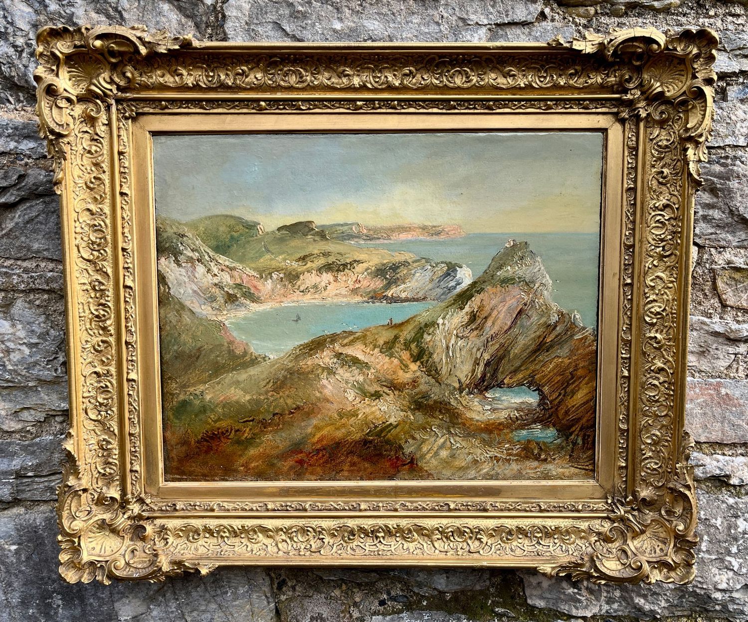 ​W.J.Muller (1812-1845) “Lulworth Cove from Hambury Tout” Oil on Board