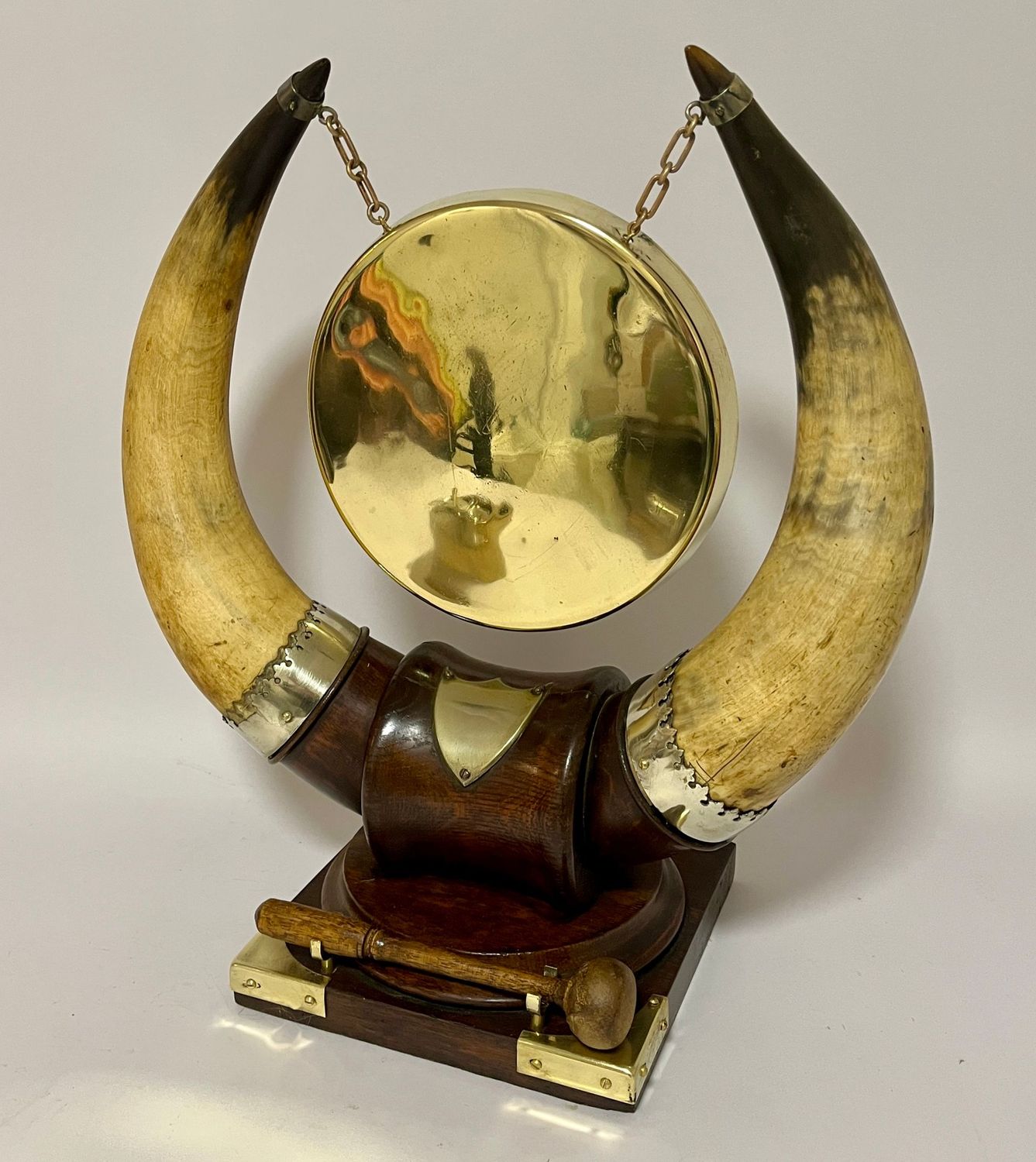 Victorian Oak and Horn Dinner Gong