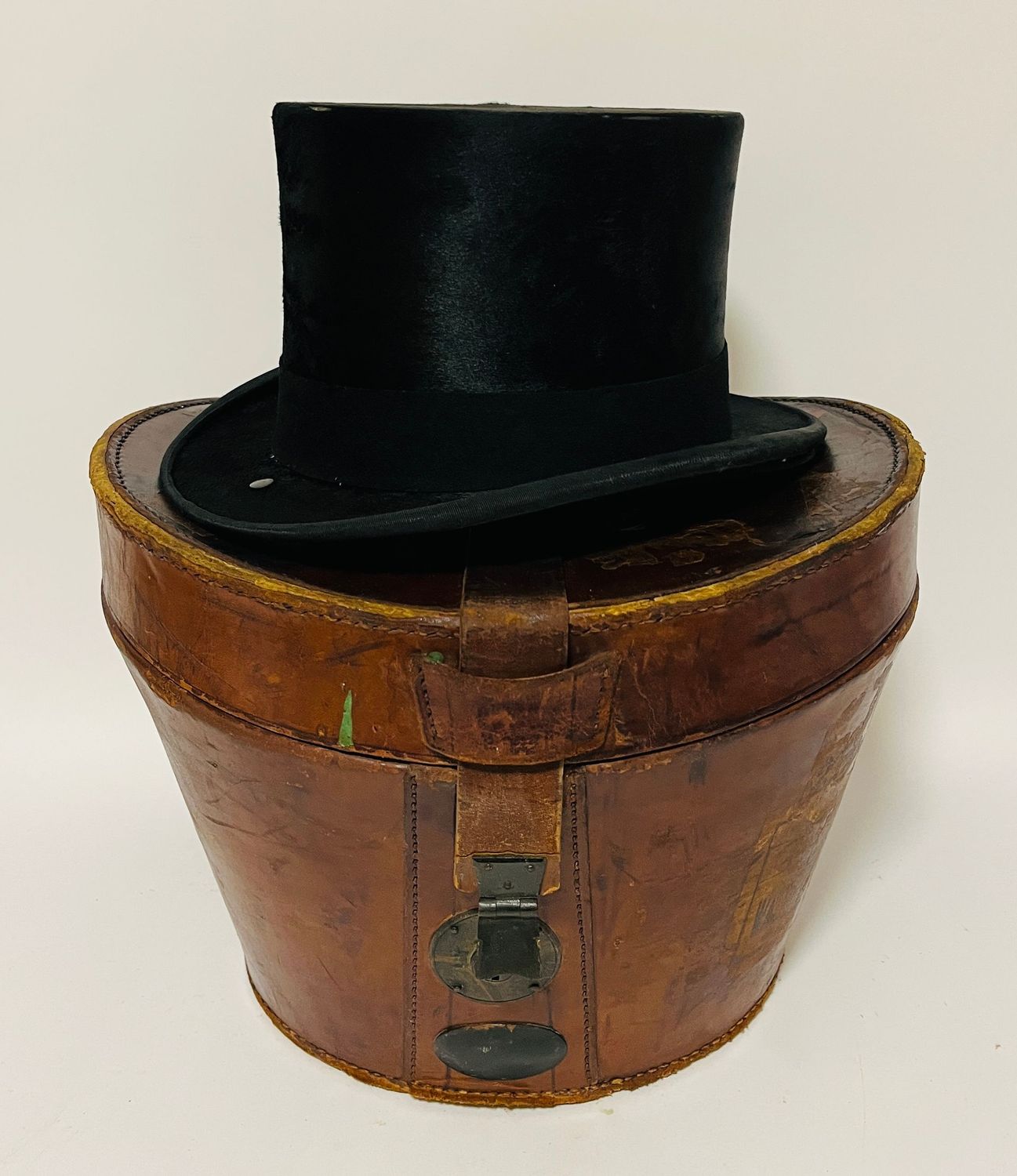 Antique Silk Top Hat in Leather Box