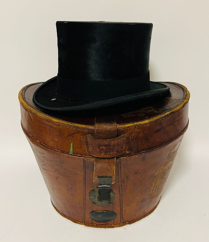 Antique Silk Top Hat in Leather Box