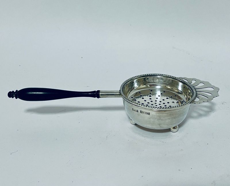 Silver Tea Strainer and Bowl