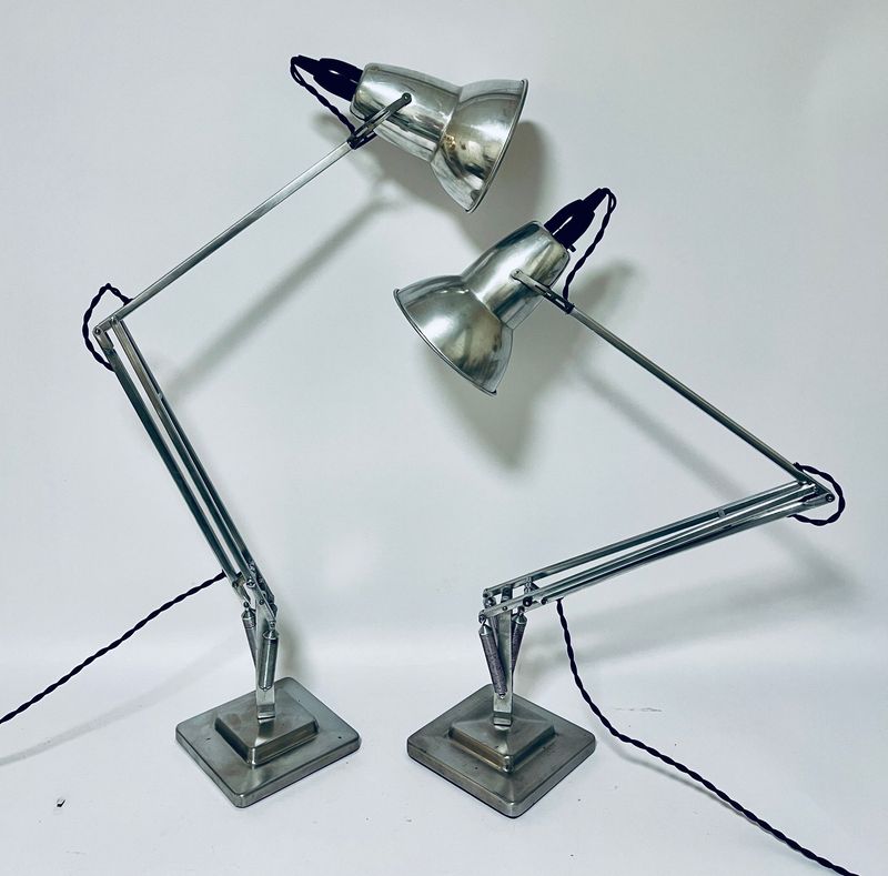 Pair of Original Herbert Terry Polished Anglepoise Lamps