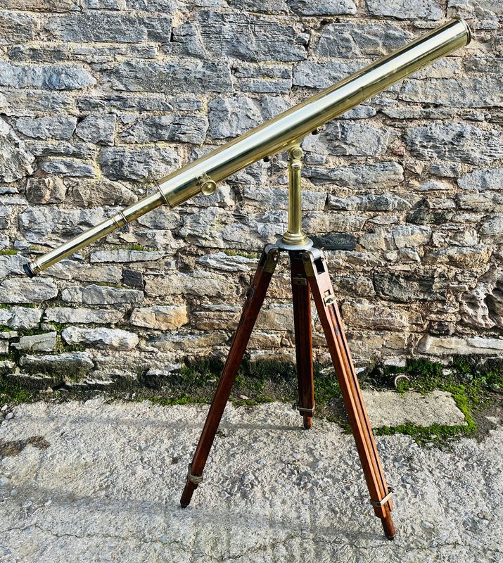Antique Brass Library Telescope by Broadhurst Clarkson & Co