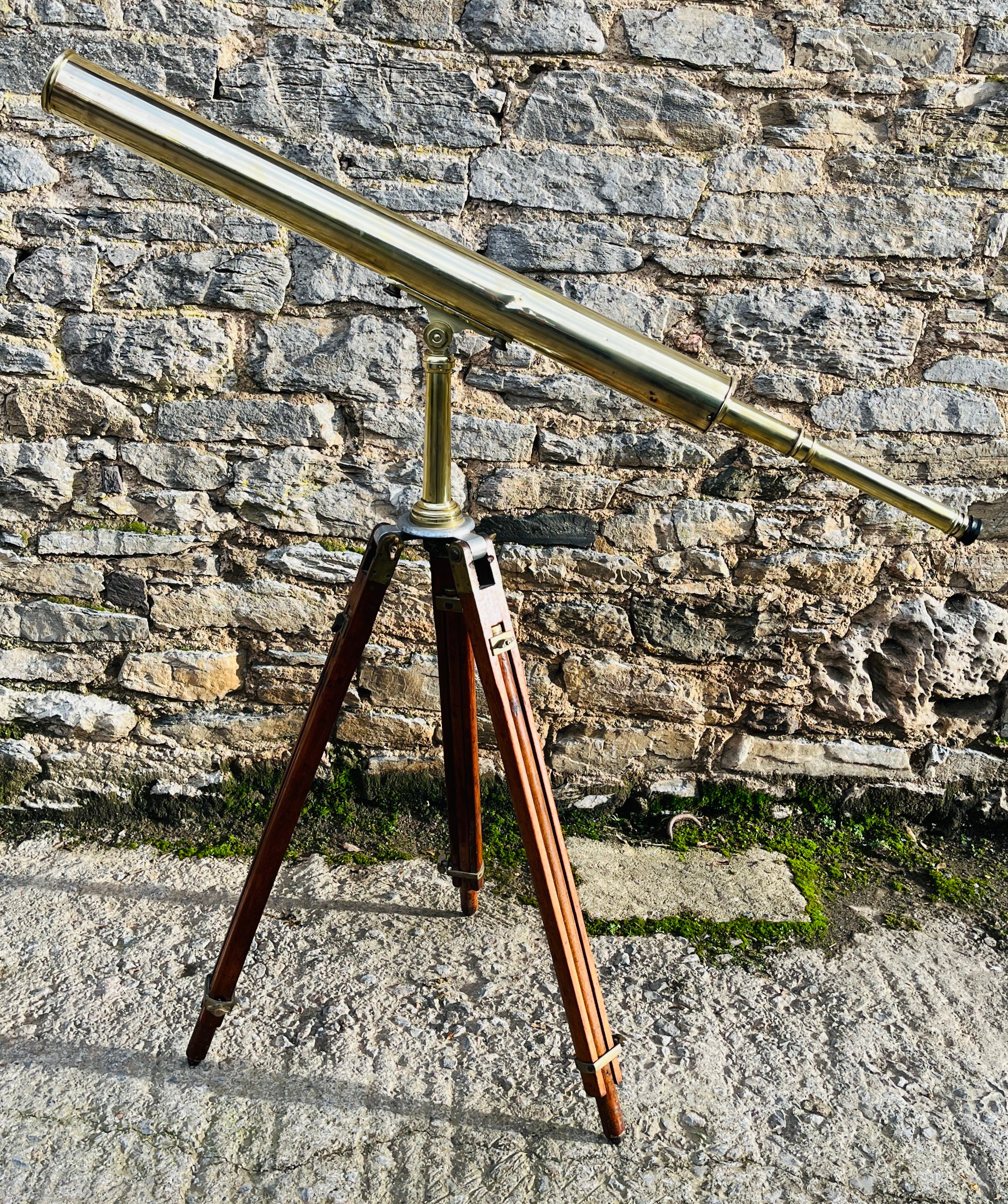 Antique Brass Library Telescope by Broadhurst Clarkson & Co
