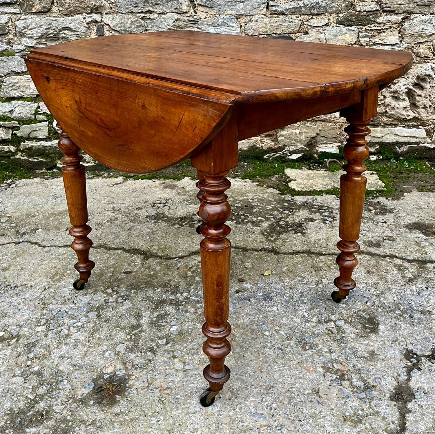 ​Antique French Fruitwood Drop Leaf Table