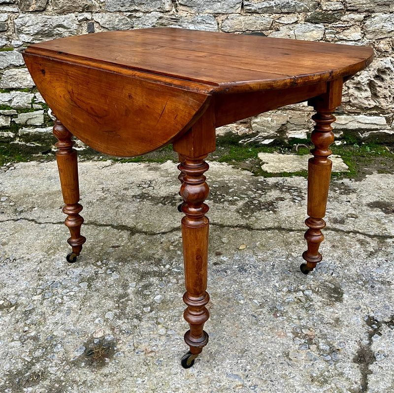​Antique French Fruitwood Drop Leaf Table