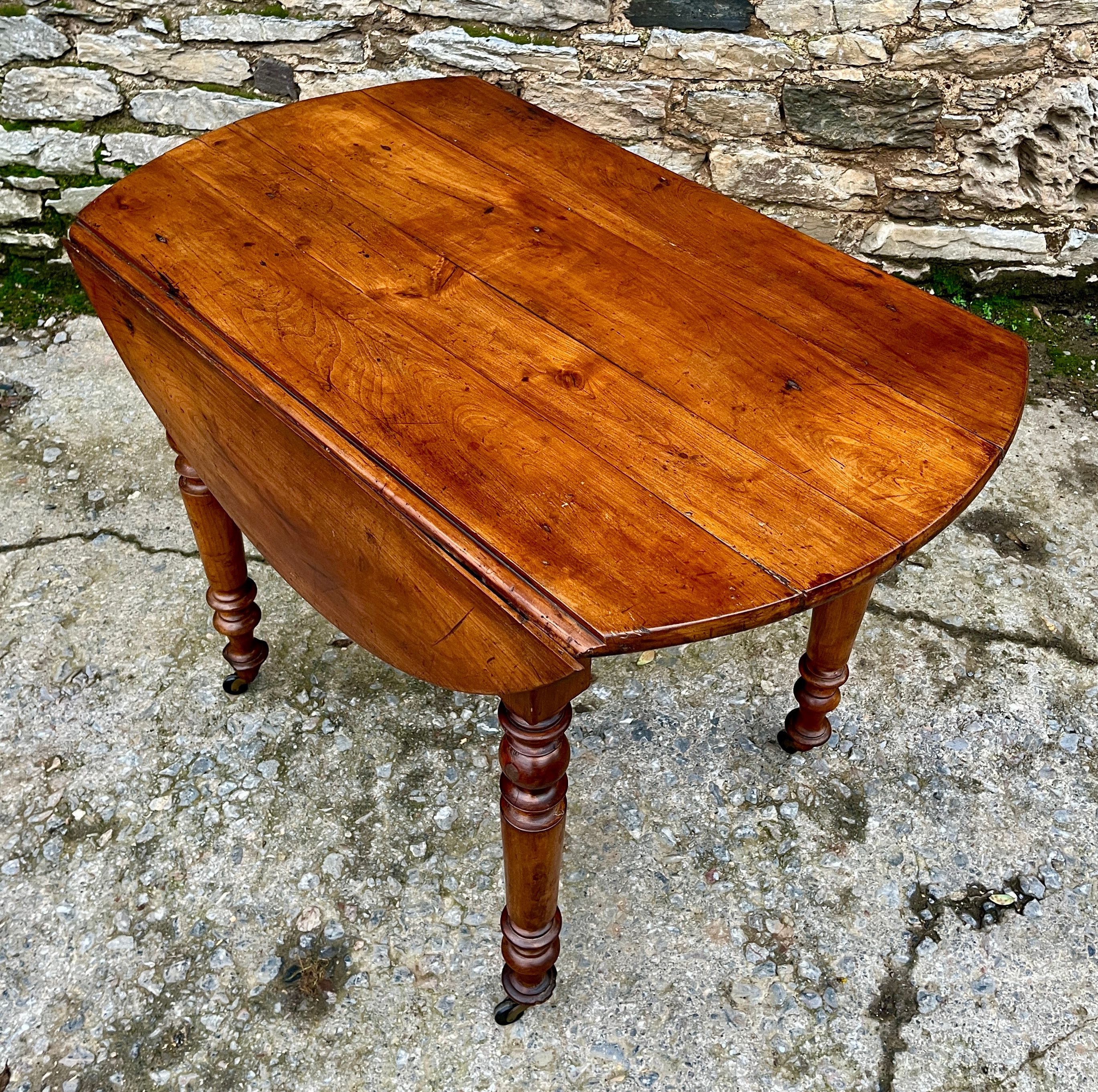 ​Antique French Fruitwood Drop Leaf Table