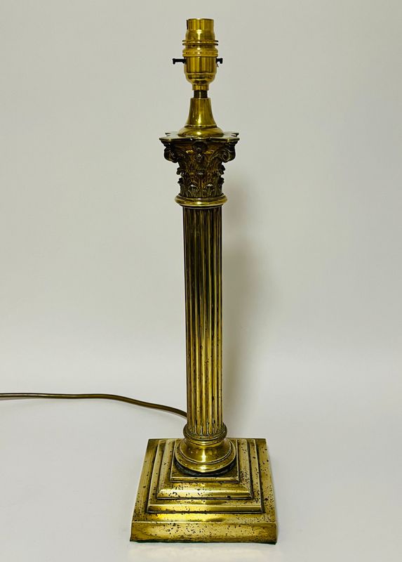 Antique Brass Corinthian Column Table Lamp