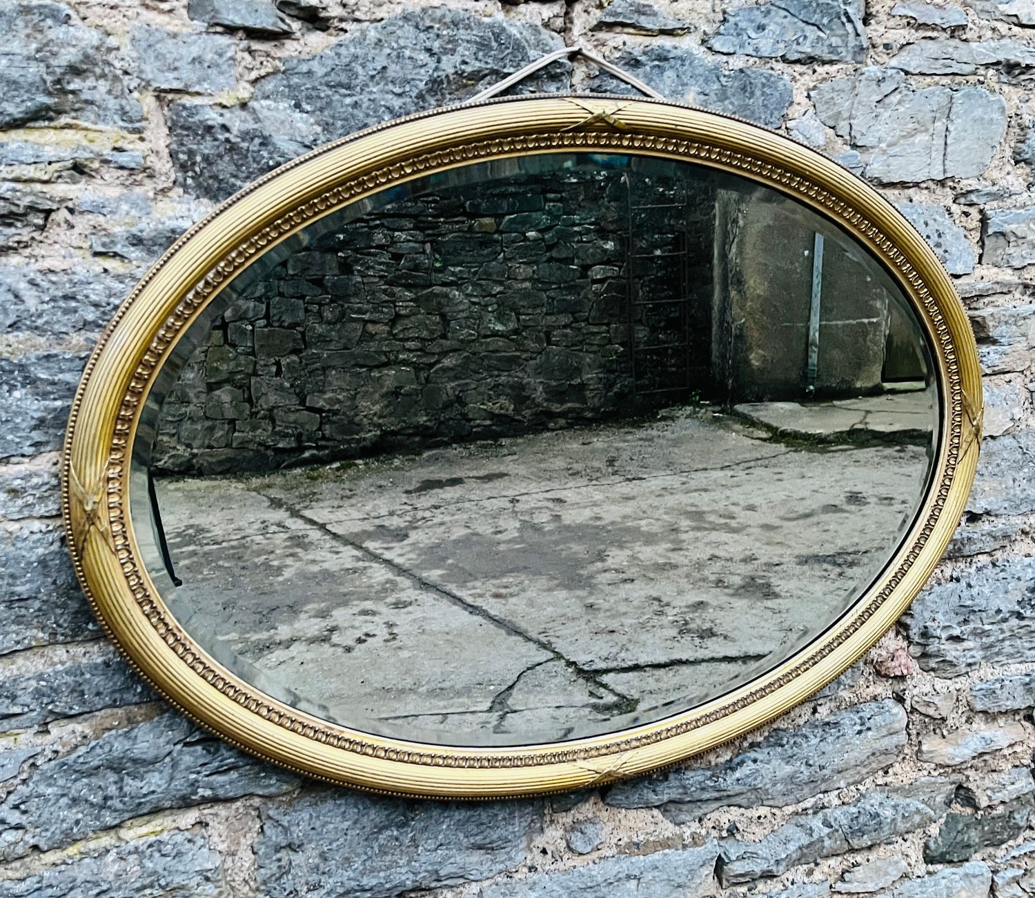 Large ​Antique Oval Gilt Mirror
