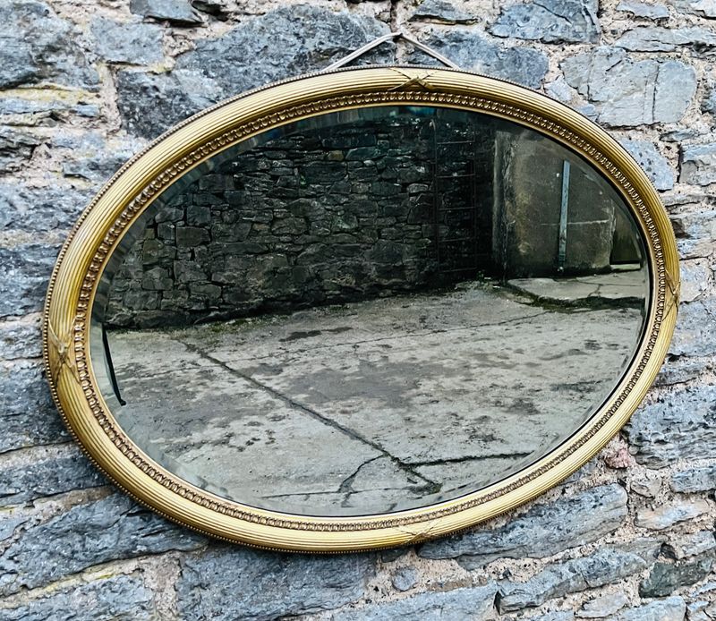 Large ​Antique Oval Gilt Mirror