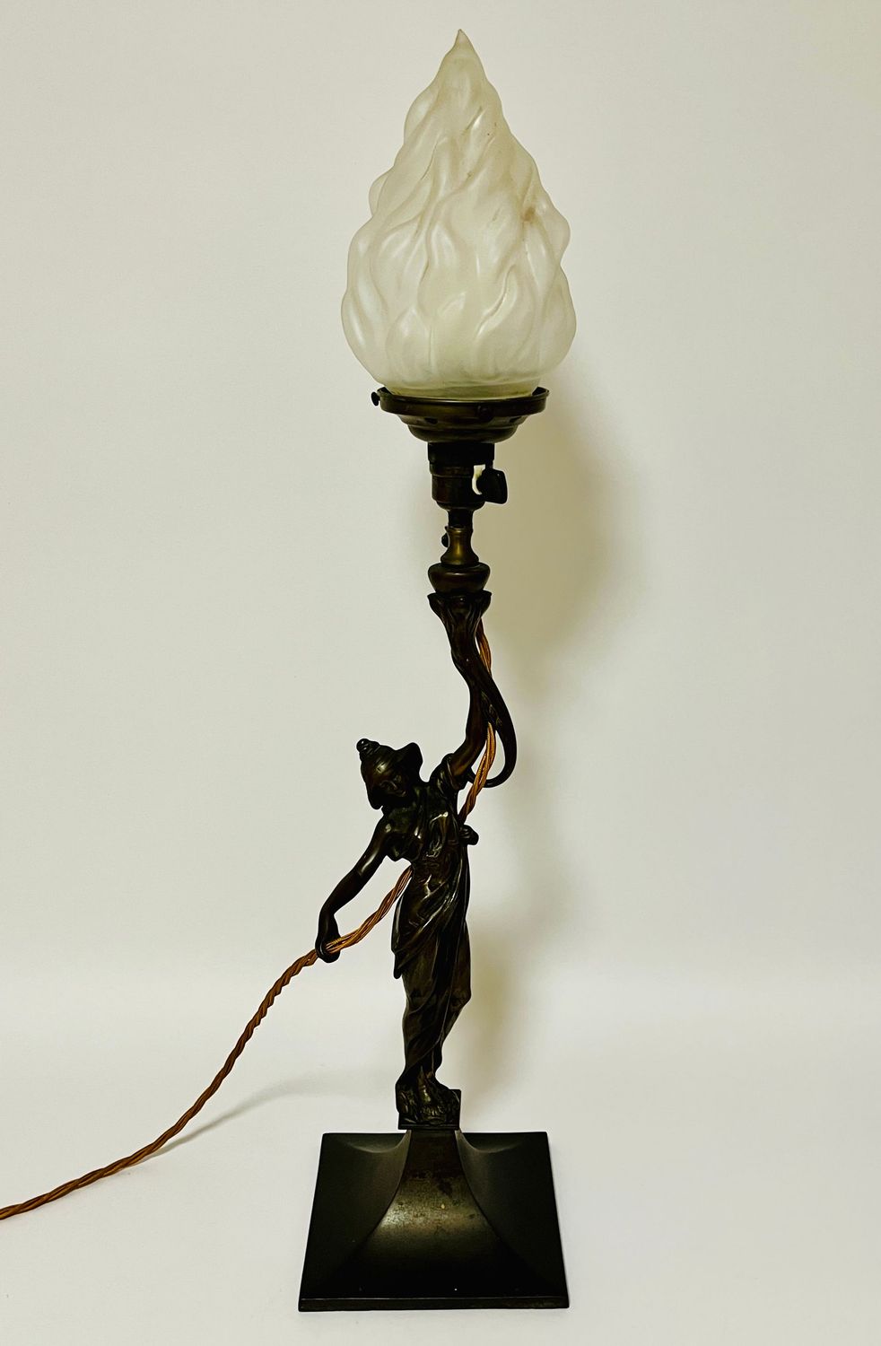 Art Nouveau Bronzed Figural Table Lamp