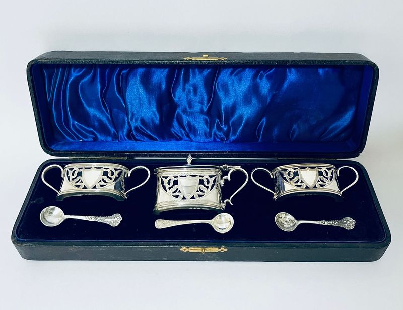 Victorian Silver Cruet Set in Box