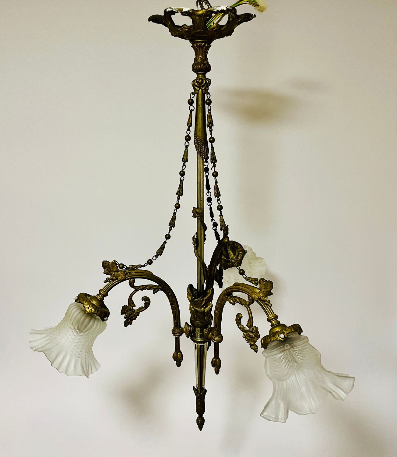 Antique French Empire Style Bronze Chandelier
