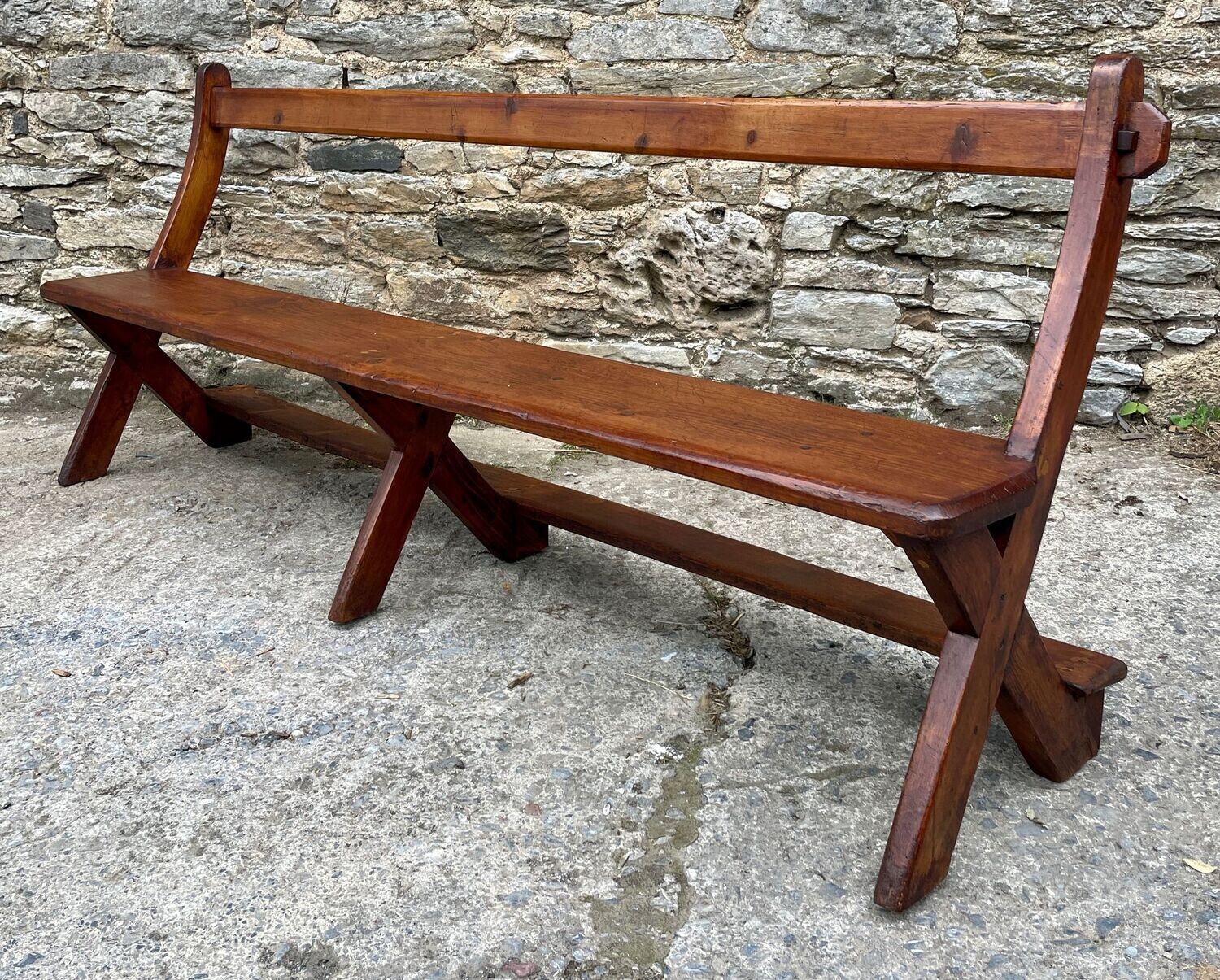 Large Antique Pine Pew Large Antique Pine Pew