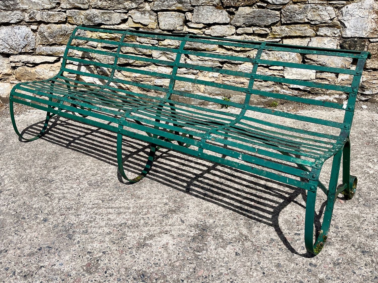 Large Antique Strapwork Garden Bench