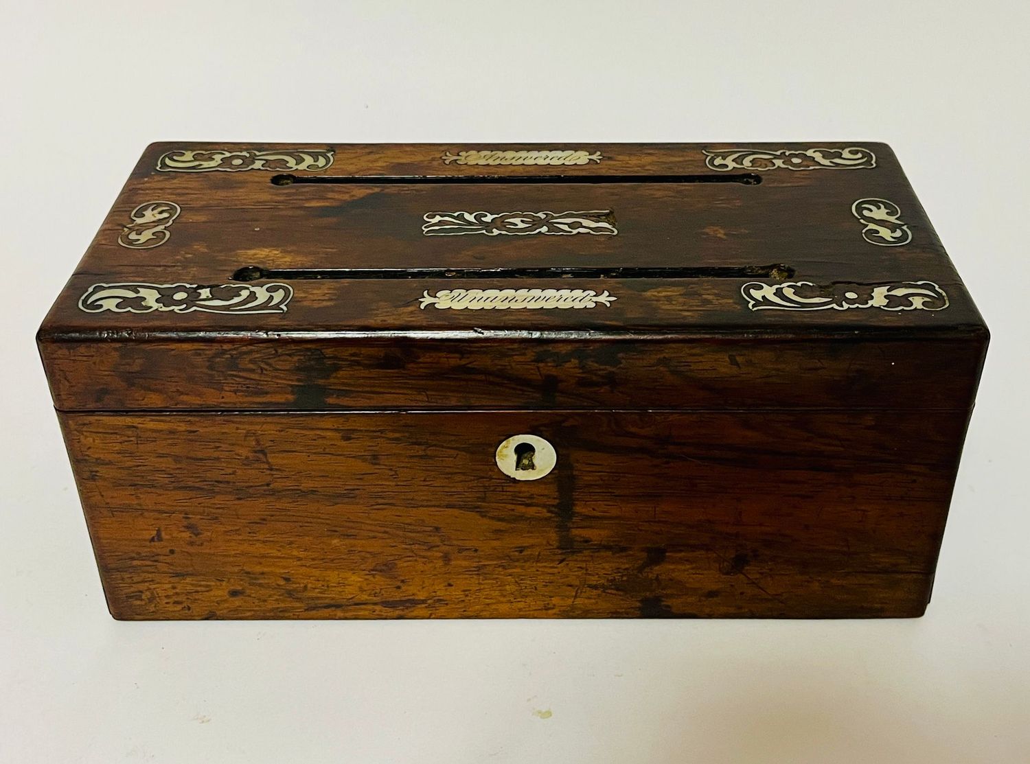 Victorian Rosewood Inlaid Correspondence Box Victorian Rosewood Inlaid Correspondence Box