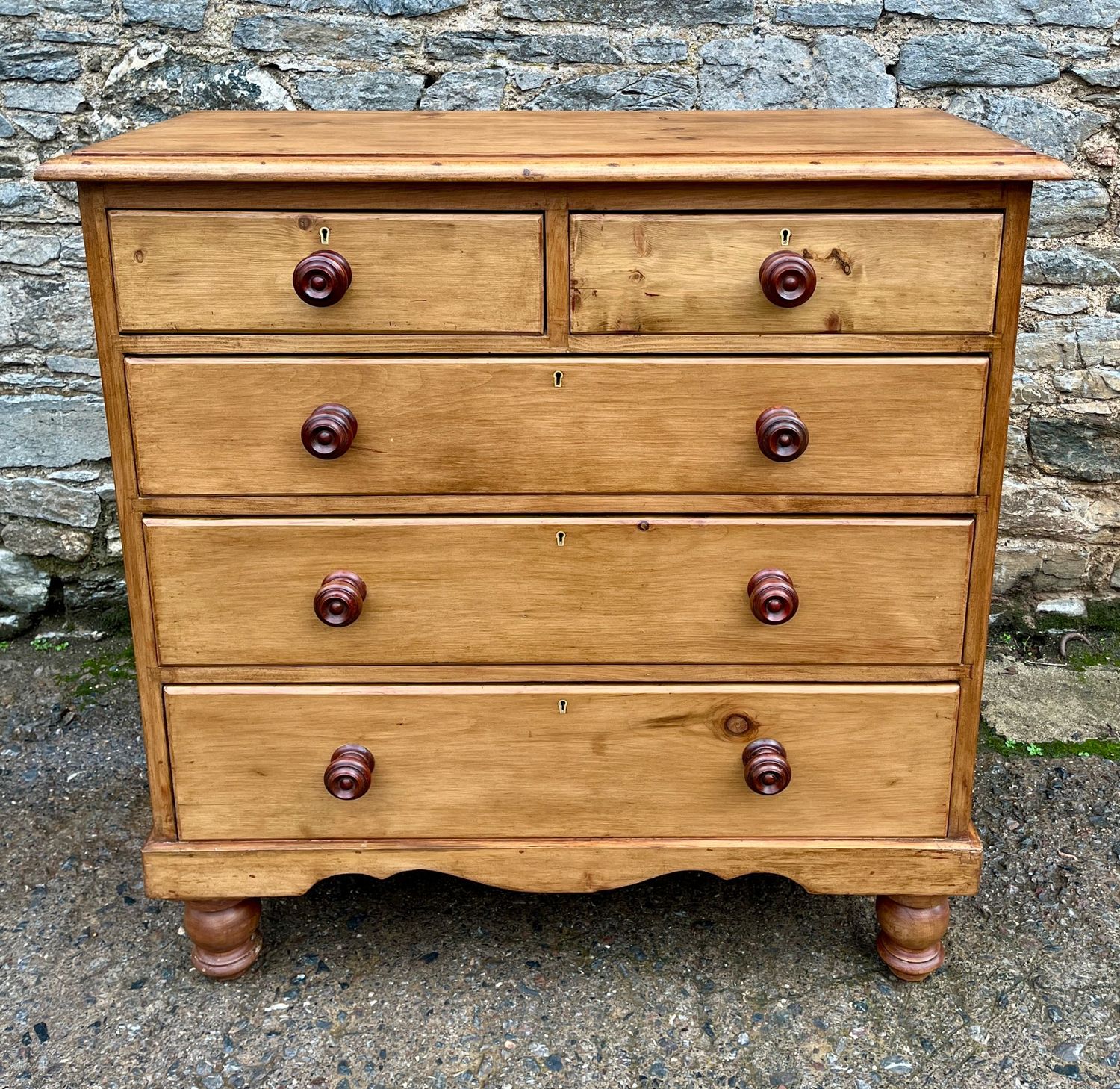 Large Antique Stripped Pine Chest of Drawers