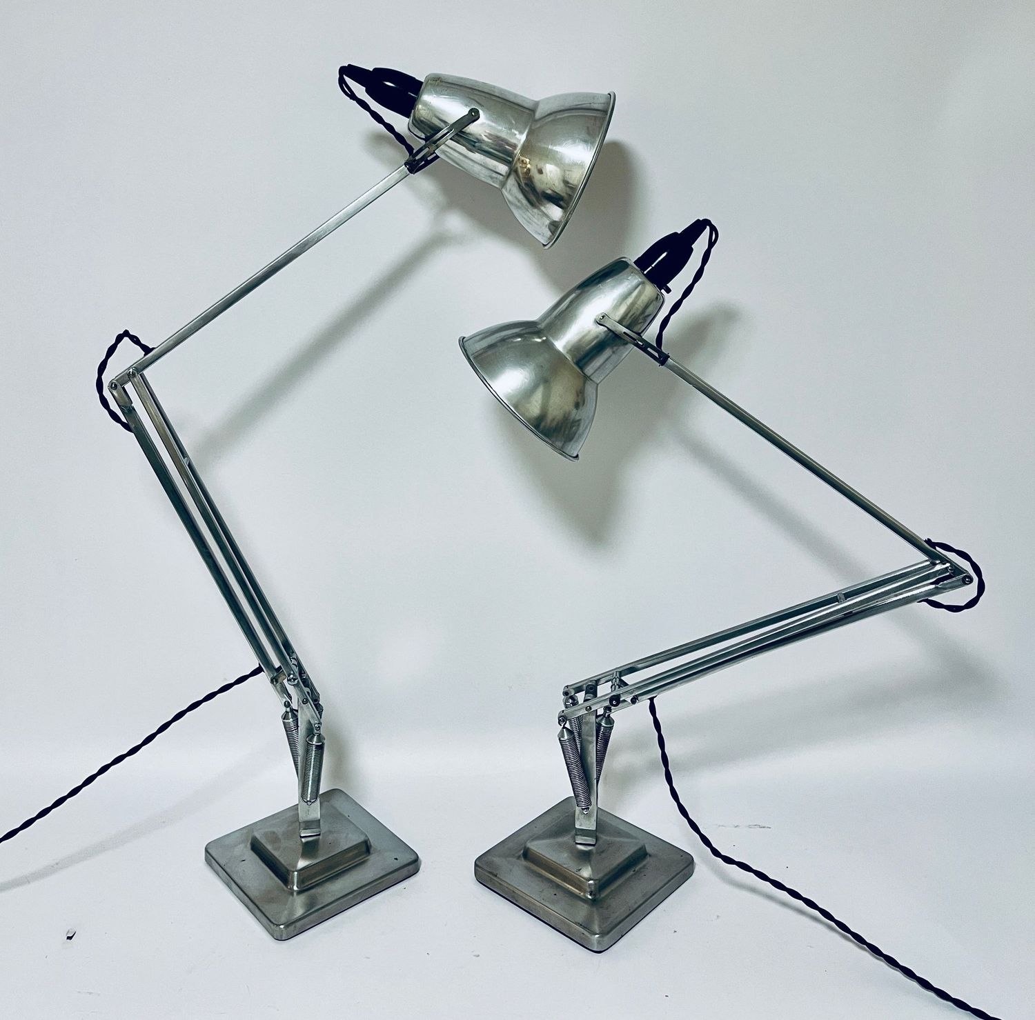 Pair of Original Herbert Terry Polished Anglepoise Lamps Pair of Original Herbert Terry Polished Anglepoise Lamps