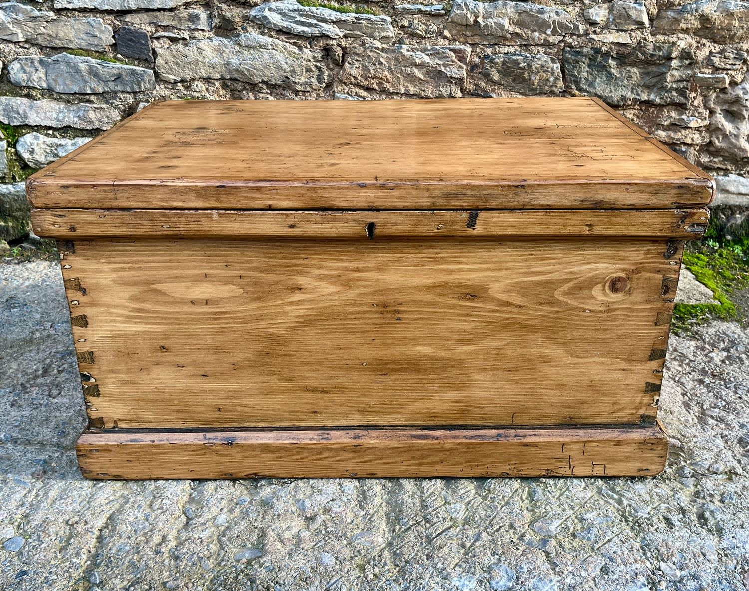 Small Antique Stripped Pine Blanket Box
