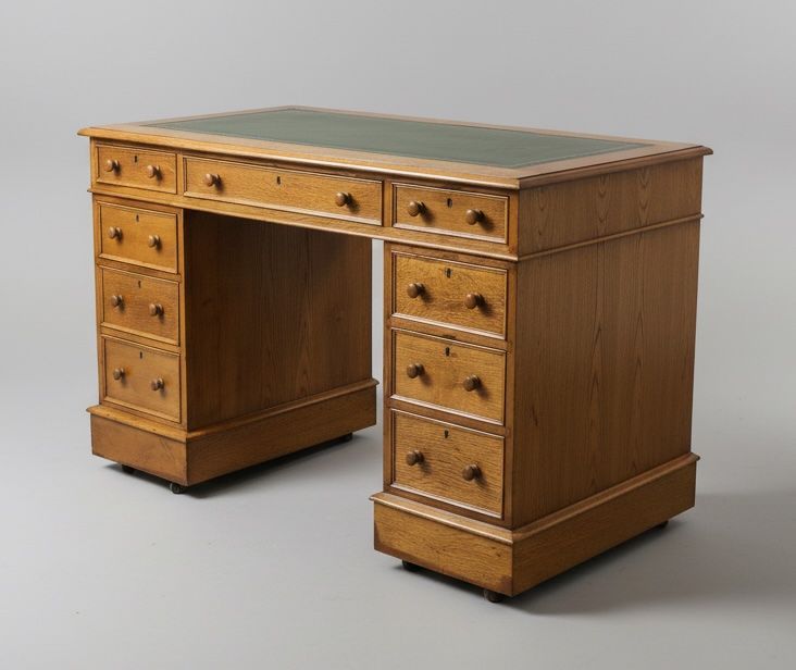 Victorian Oak Pedestal Desk