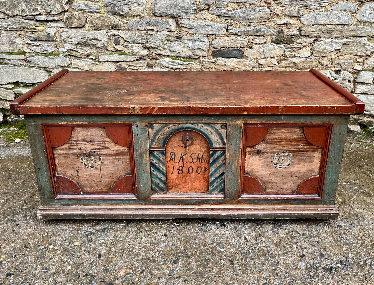 ​Antique Continental Painted Marriage Chest