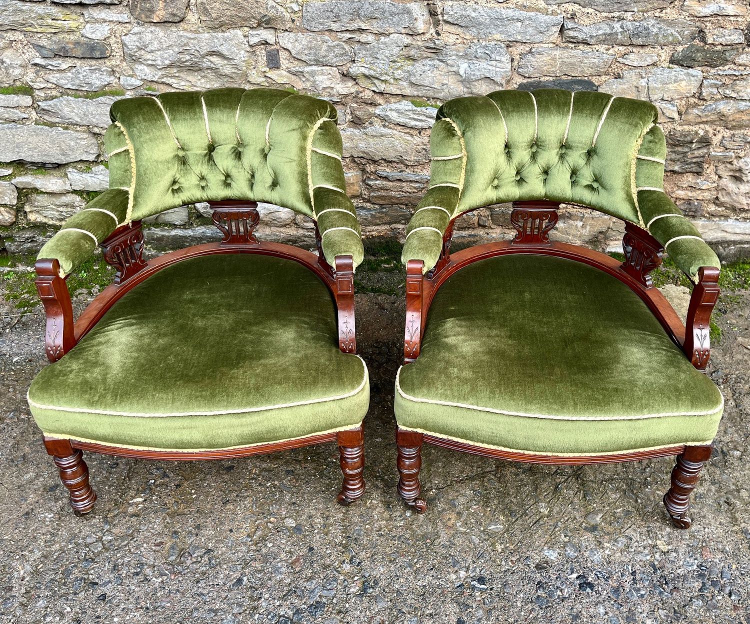 Pair of Edwardian Mahogany Framed Tub Chairs Pair of Edwardian Mahogany Framed Tub Chairs