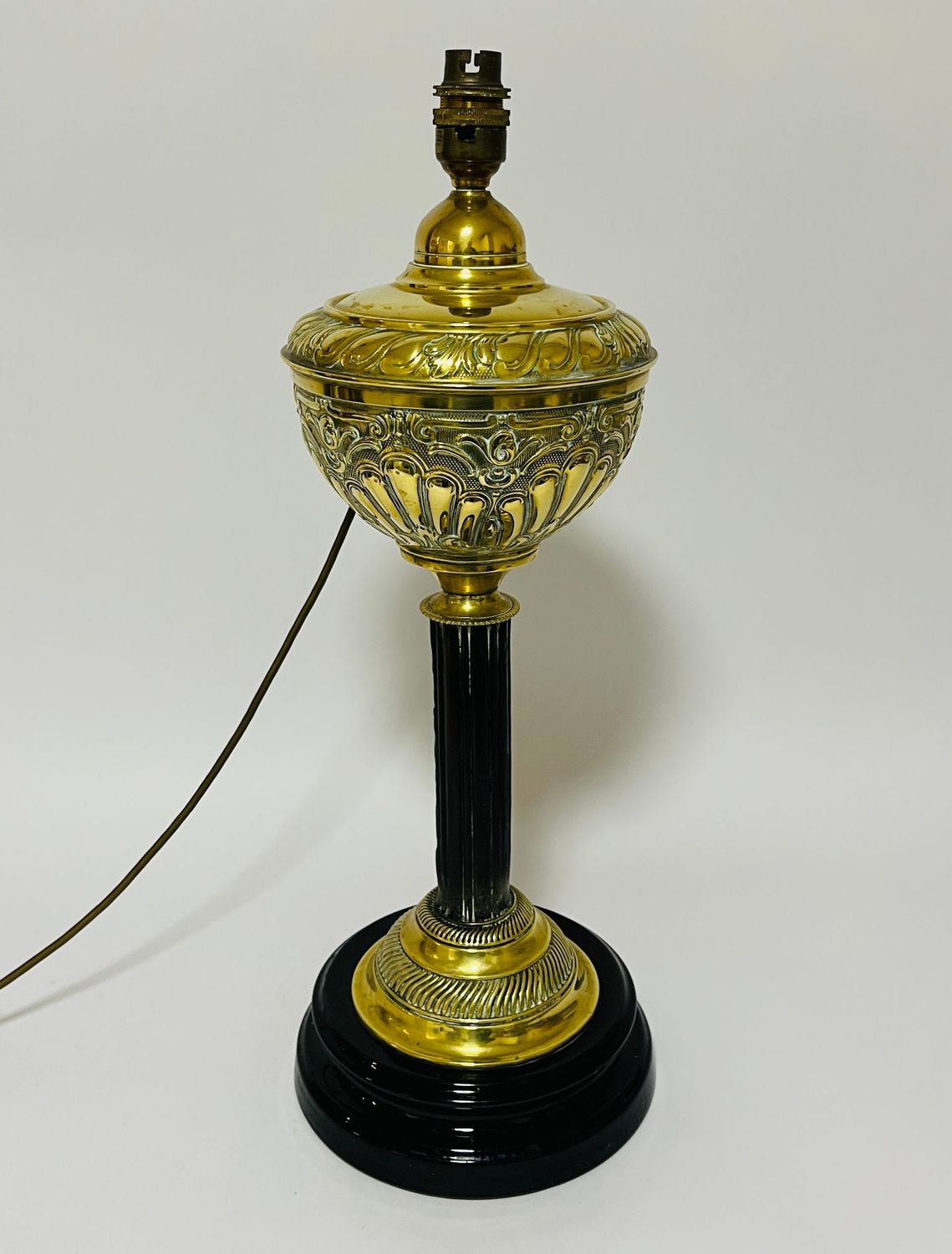 Victorian Brass Oil Lamp Converted to Electric