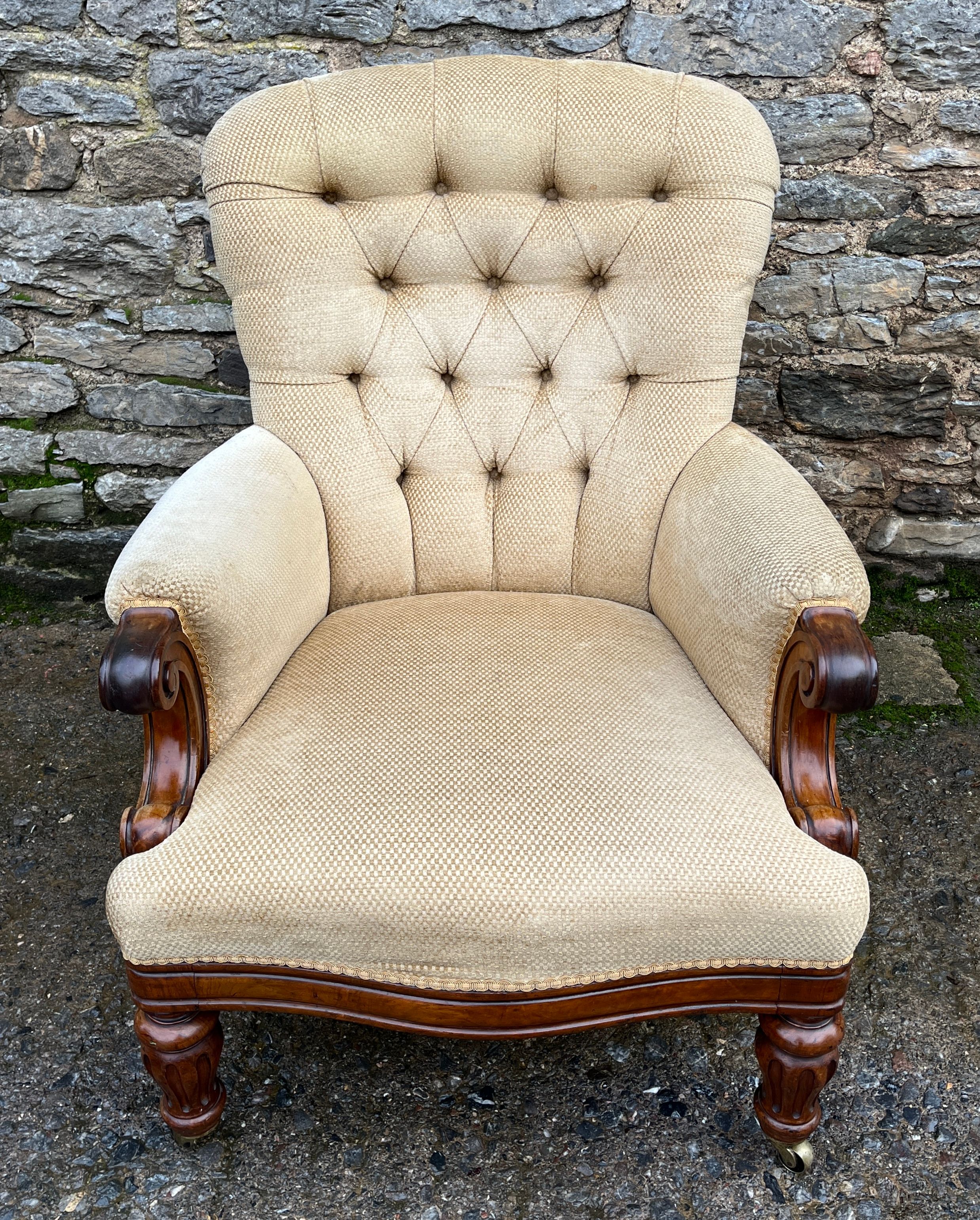 Victorian Walnut Framed Armchair
