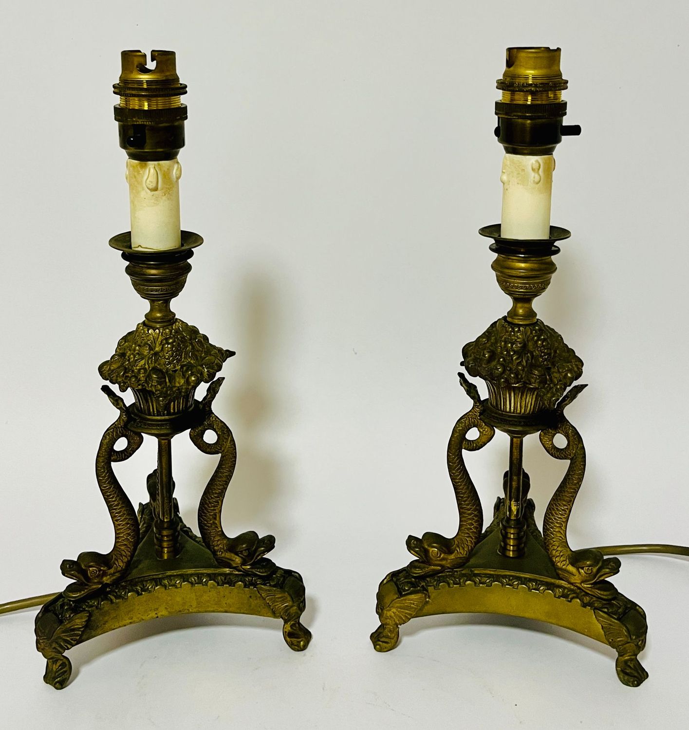 Pair of Antique Brass Table Lamps