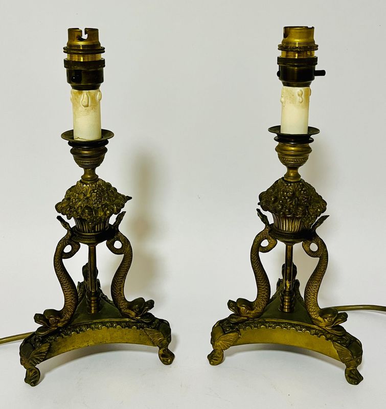 Pair of Antique Brass Table Lamps