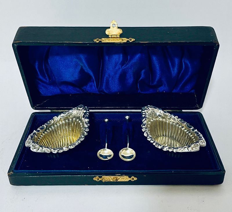 Pair of Antique Silver Salts