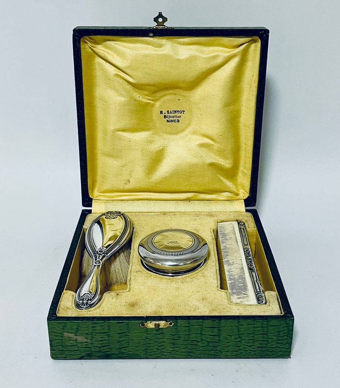 Antique French Silver Vanity / Christening Set