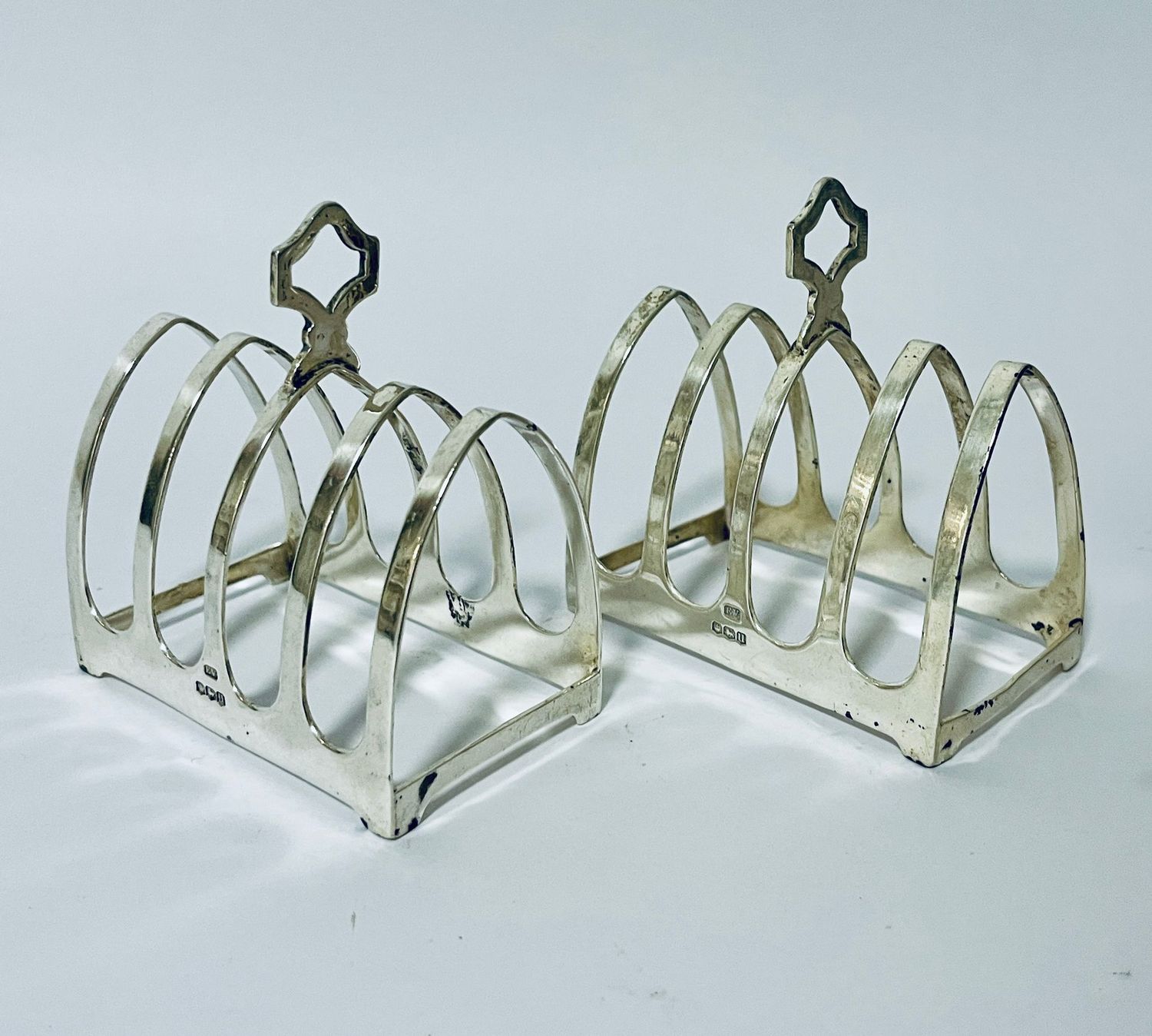 Pair of Antique Silver Toast Racks