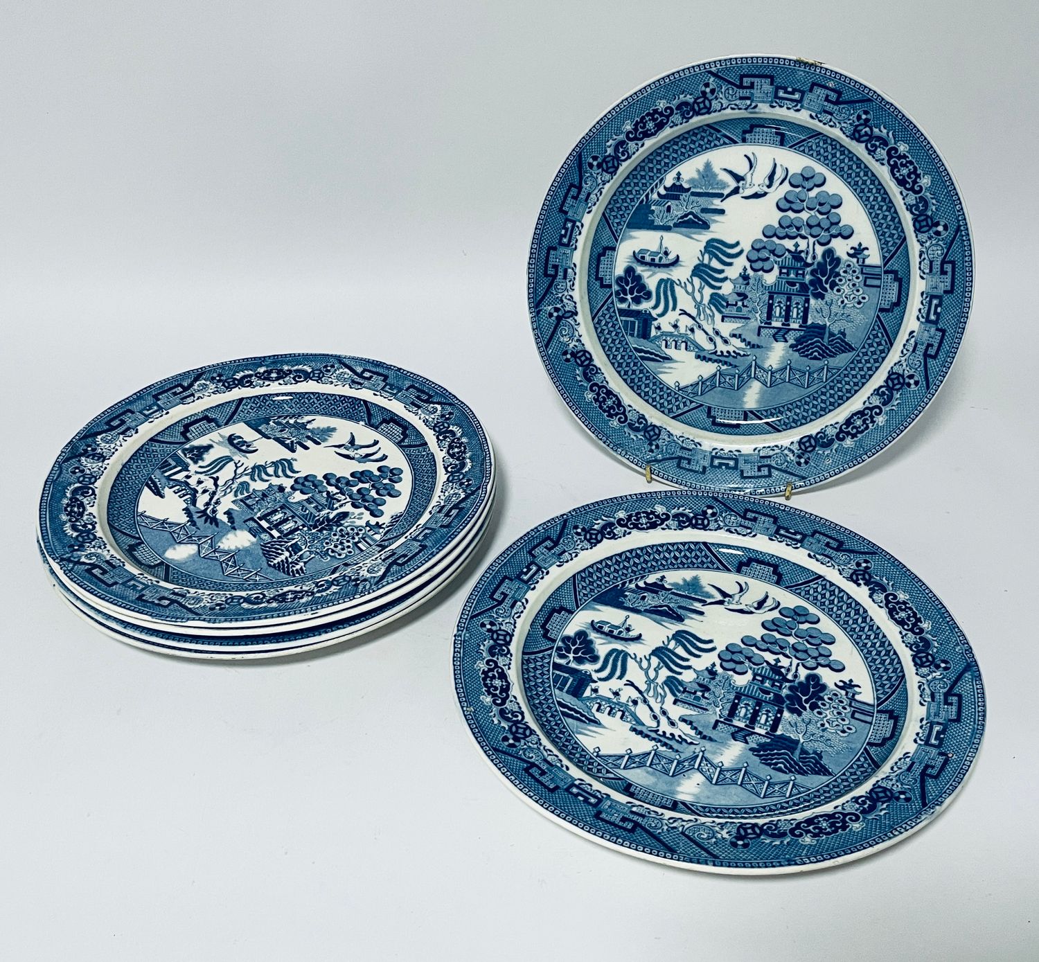 Set of 6 Victorian Willow Pattern Plates