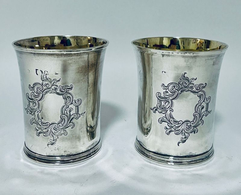 Pair of 18th Century Silver Beakers