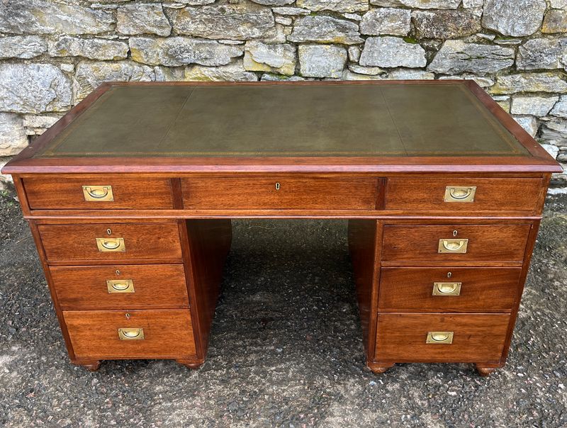 Large Antique Mahogany Military Campaign Desk