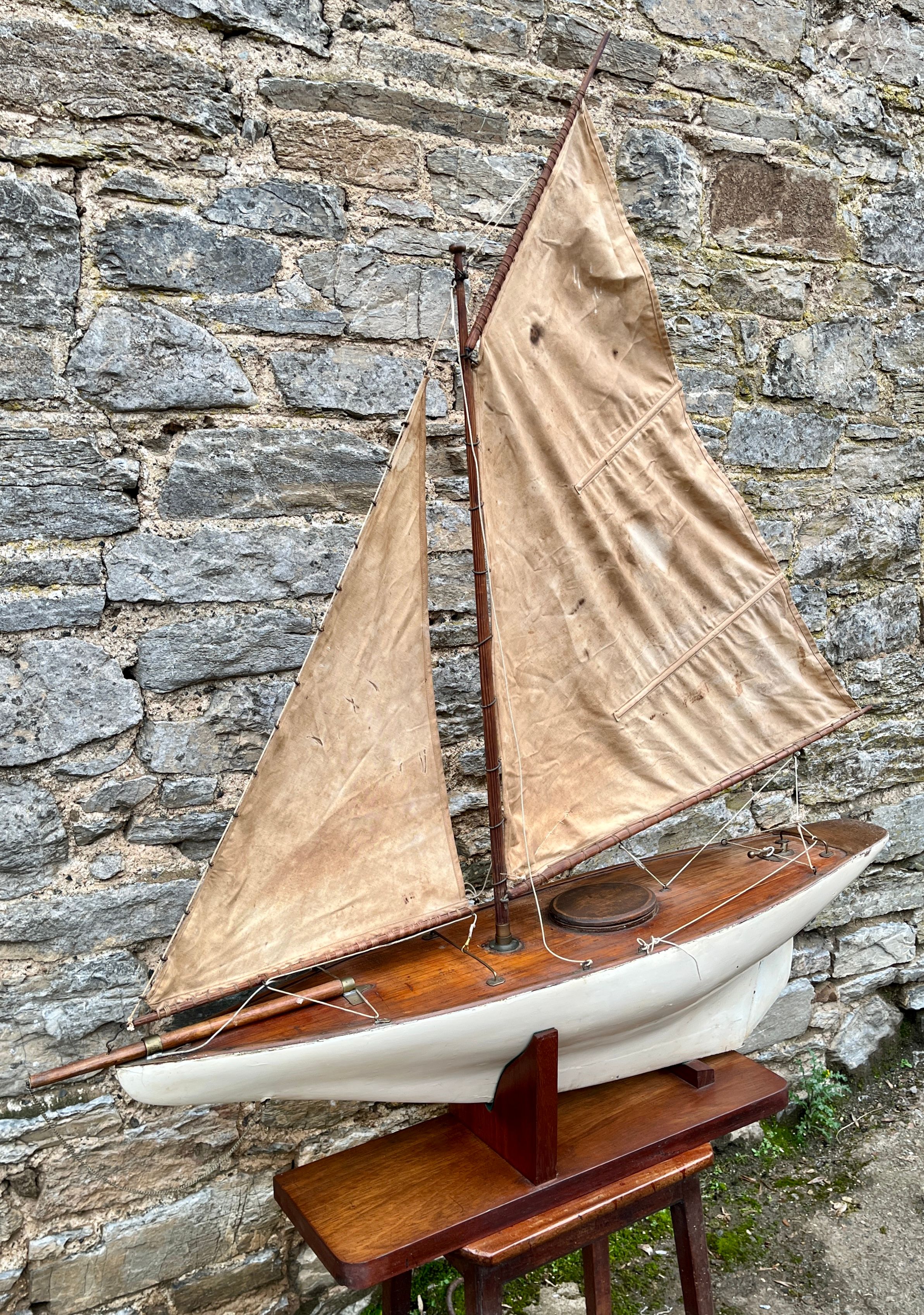 Large Antique Pond Yacht