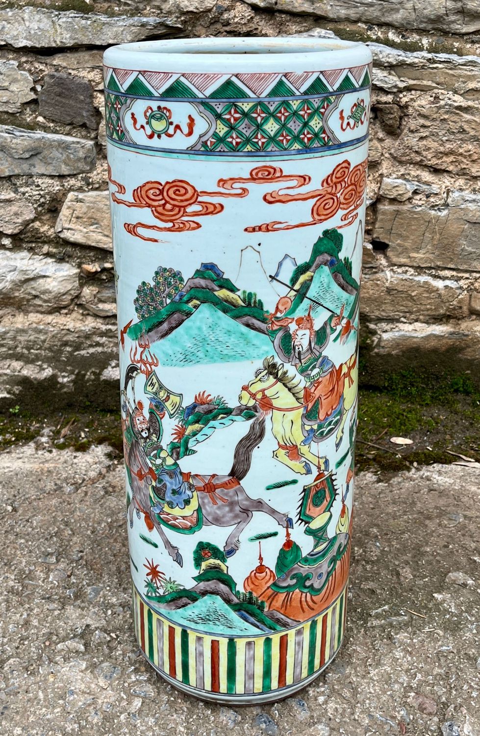 Antique Chinese Famille Verte Stick Stand