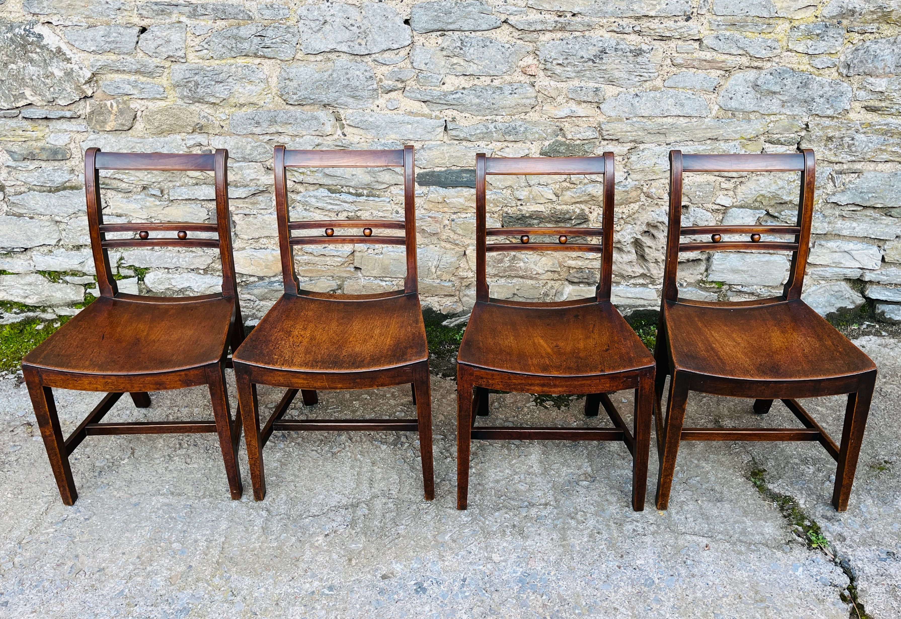 Set of 4 Georgian Elm Suffolk Ball Back Chairs