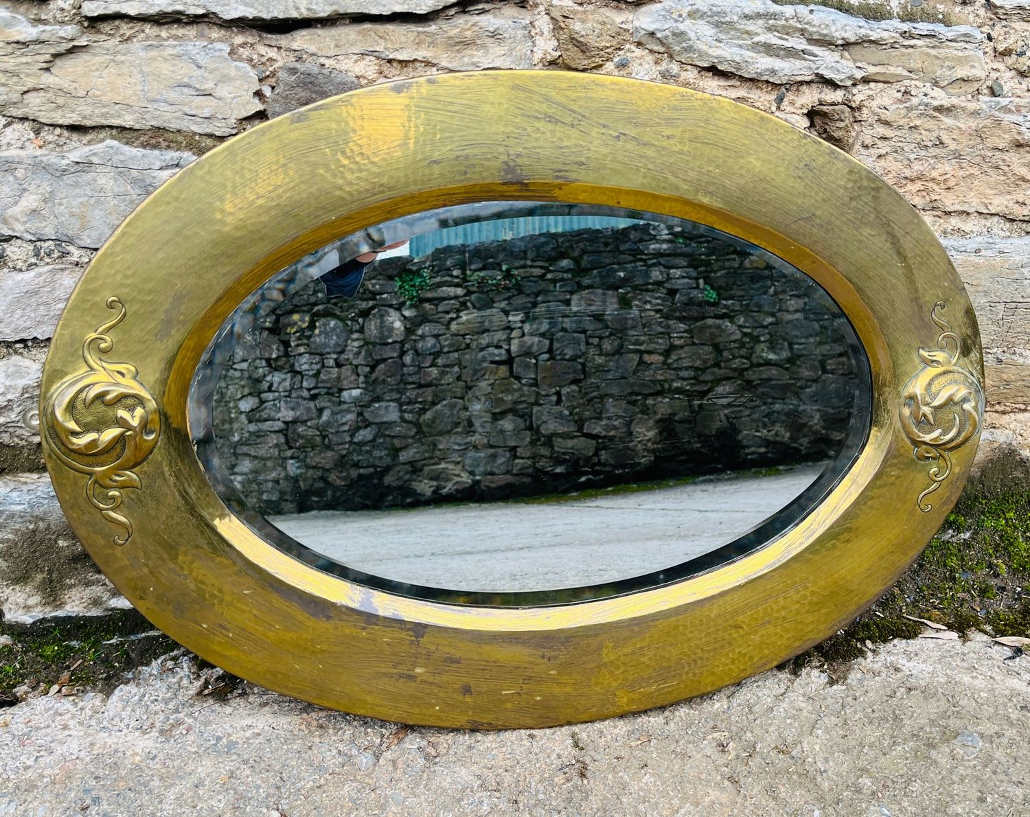 Arts and Crafts Brass Mirror