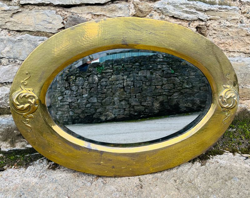 Arts and Crafts Brass Mirror