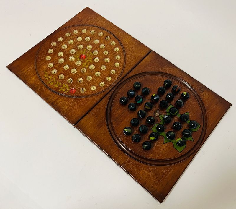 Antique Mahogany Solitaire Games Board