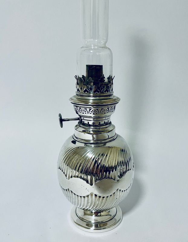 Antique Silver Plated Oil Lamp by Mappin & Webb